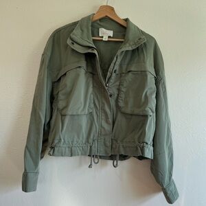 Caslon Cropped Mint Green Utility Jacket | Size Large